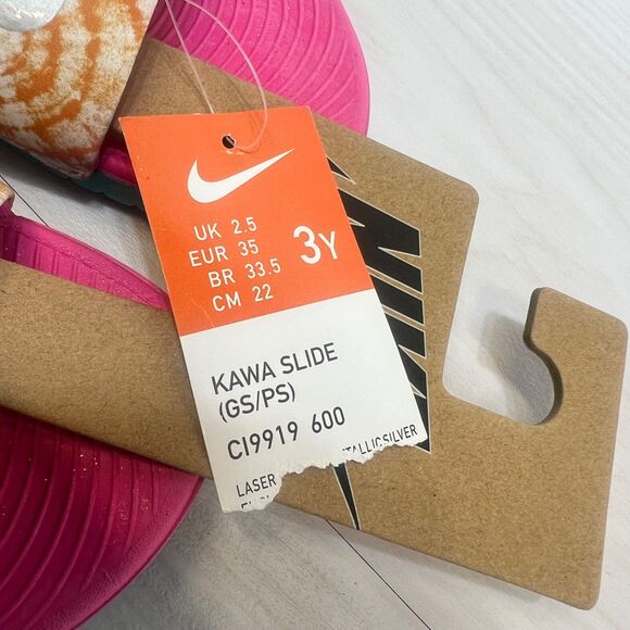 NIKE Kawa Slide Sandals Tie Dye Pink Kids Girls Size 3Y - Picture 2 of 6